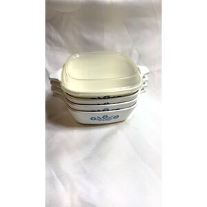 Corning Ware Vintage 4 Petite Pan Casserole Dishes Iconic Blue Cornflower Patter
